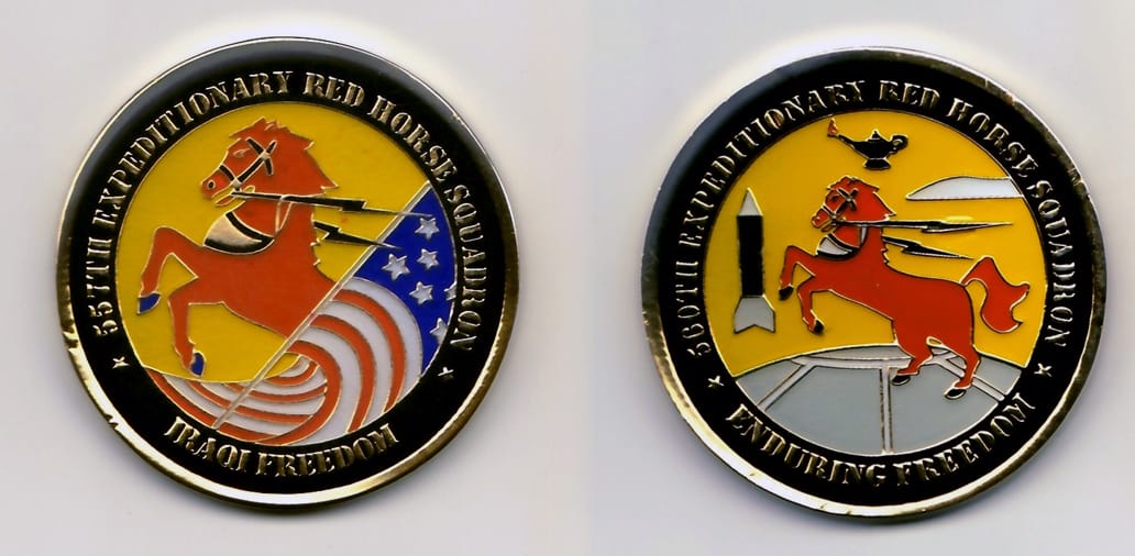Round shaped, enameled coin with gold color edge, 2 inches in diameter.