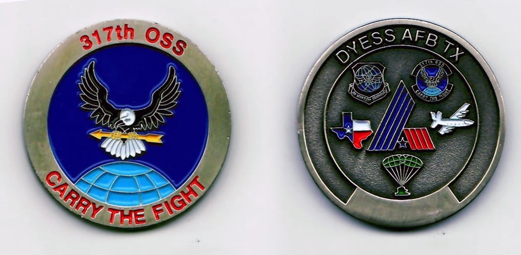 Round shaped, white brass coin 1-1/2 inches in diameter.