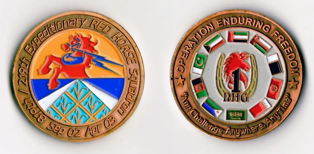 Round shaped, brass colored coin 1-1/2 inches in diameter.