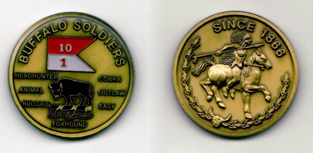 Round shaped, brass colored coin 1-1/2 inches in diameter.