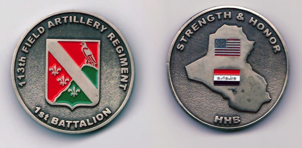 Round shaped, light brass colored coin 1-1/2 inches in diameter.