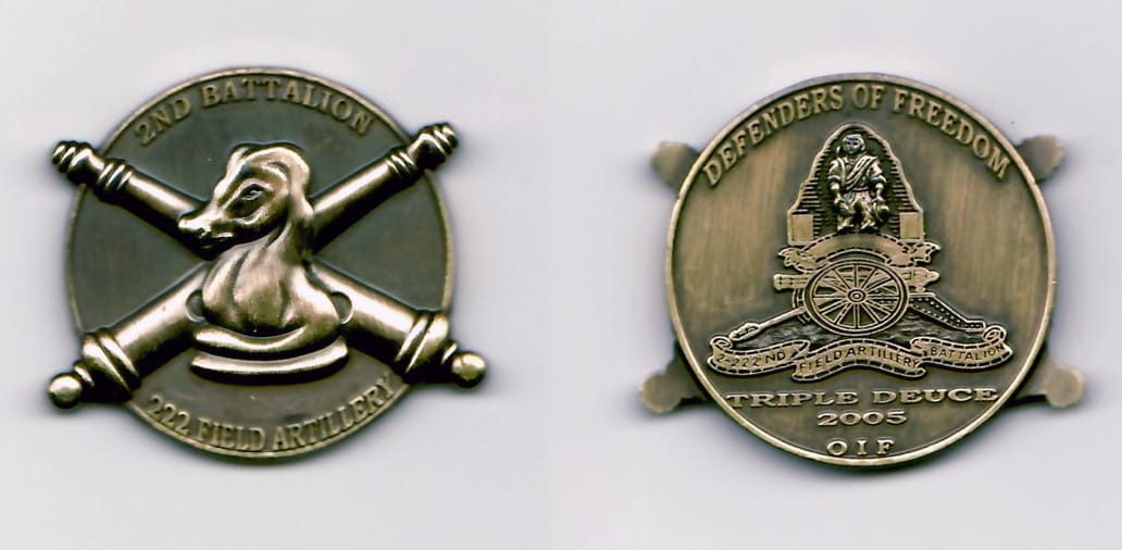 Round shaped, bronze colored coin 1-1/2 inches in diameter.