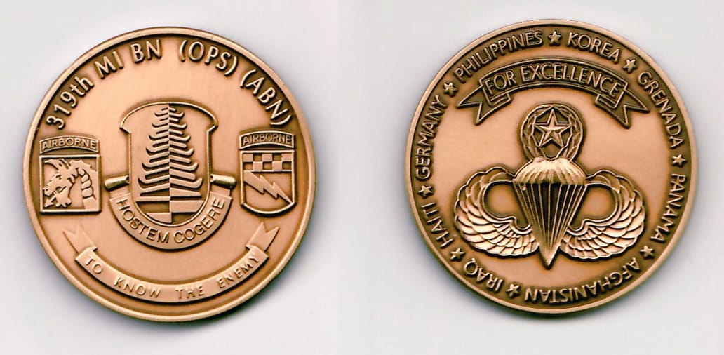 Round shaped, brass colored coin 1-1/2 inches in diameter.