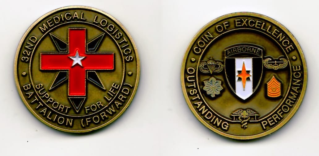 Round shaped, antique brass colored coin 1-1/2 inches in diameter.