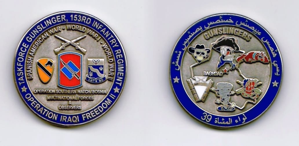 Round shaped, light gold colored coin 1-5/16 inches in diameter.