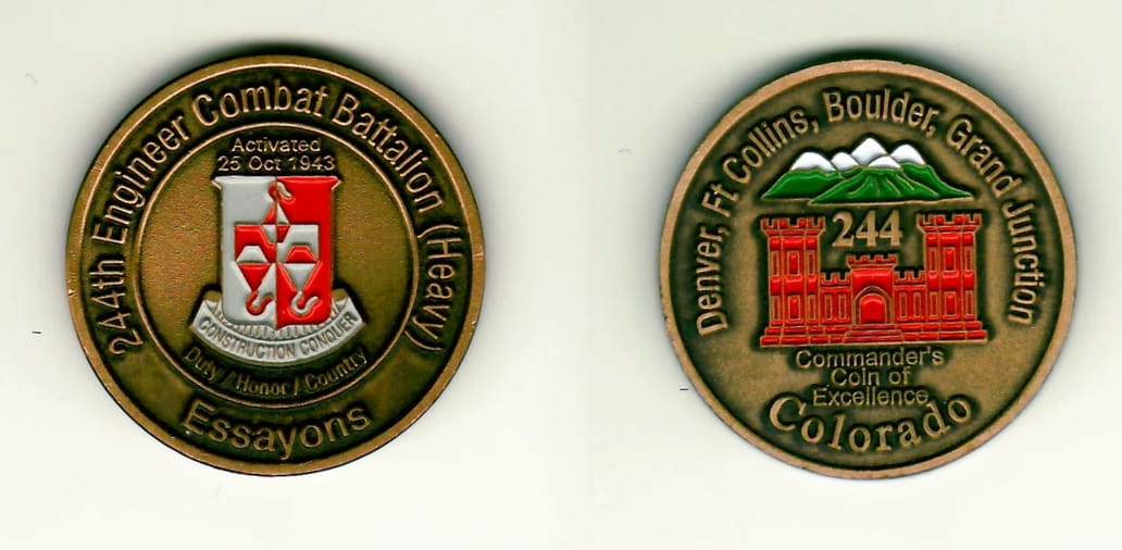 Round shaped, antique brass colored coin 1-9/16 inches in diameter.