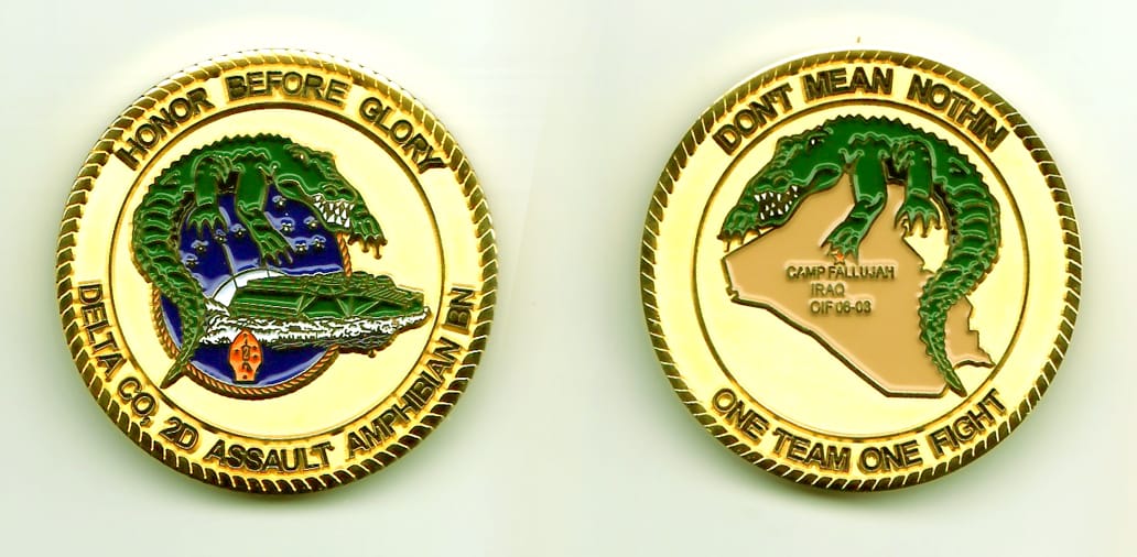 Round shaped, gold colored coin, 1-3/4 inches in diameter.