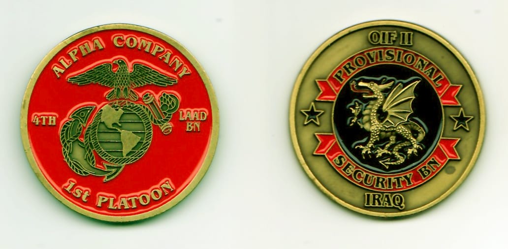 Round shaped, gold colored coin, 1-5/8 inches in diameter.