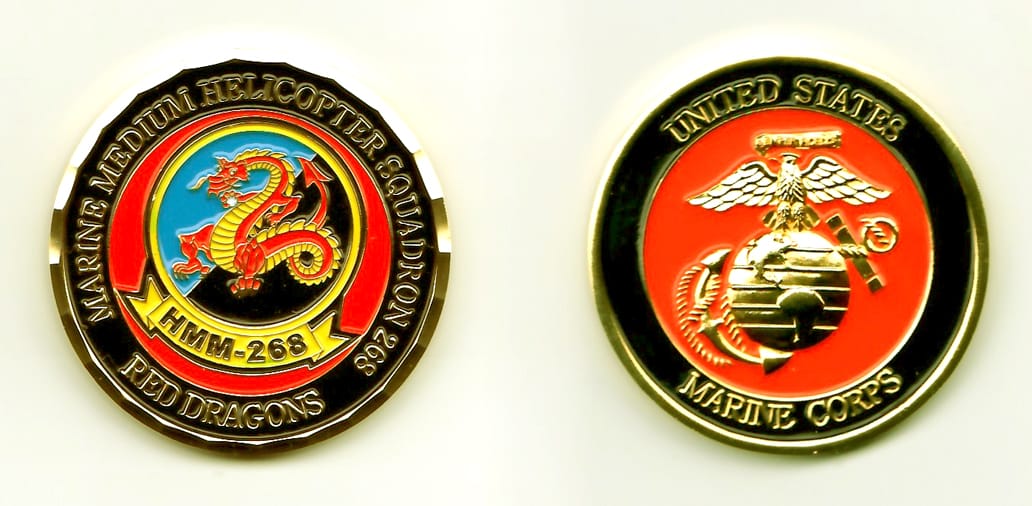 Round shaped, gold colored coin, 1-13/16 inches in diameter.