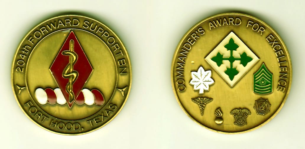 Round shaped, bronze colored coin, 1-11/16 inches in diameter.