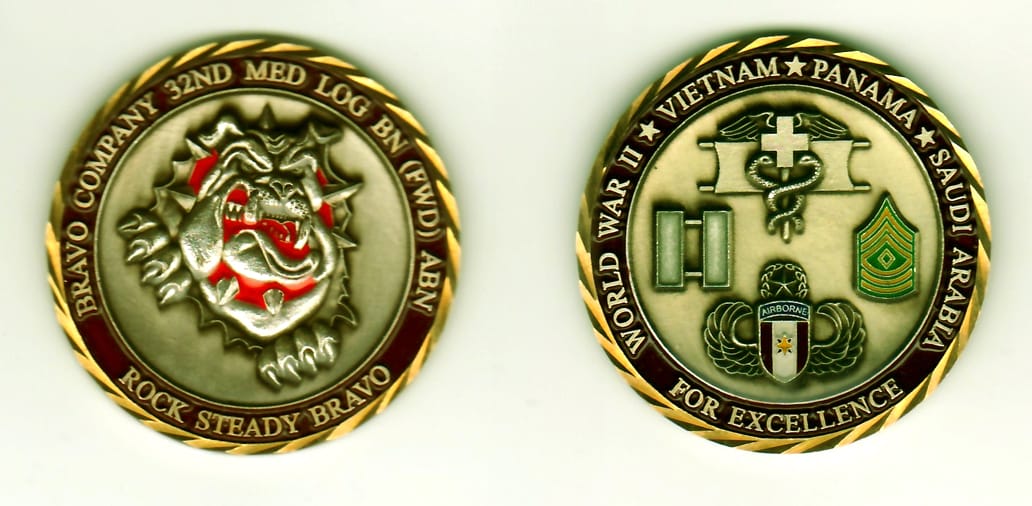 Round shaped, light gold colored coin, 2 inches in diameter.