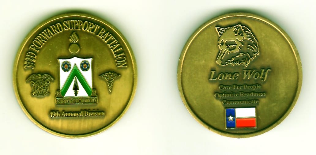 Round shaped, bronze colored coin, 1-1/4 inches in diameter.