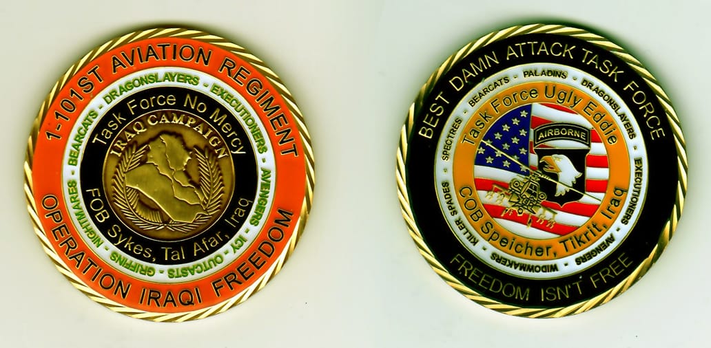 Round shaped, gold colored coin, 2-3/8 inches in diameter.