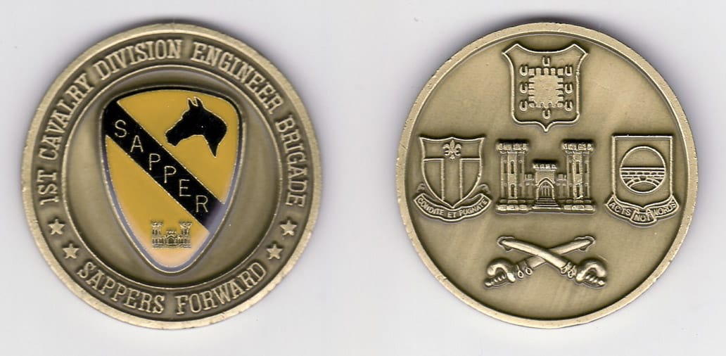 Round shaped,  brass colored coin, 1- 13/16 inches in diameter.