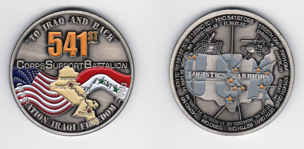 Round shaped, antique pewter colored coin, 2- 1/8 inches in diameter.