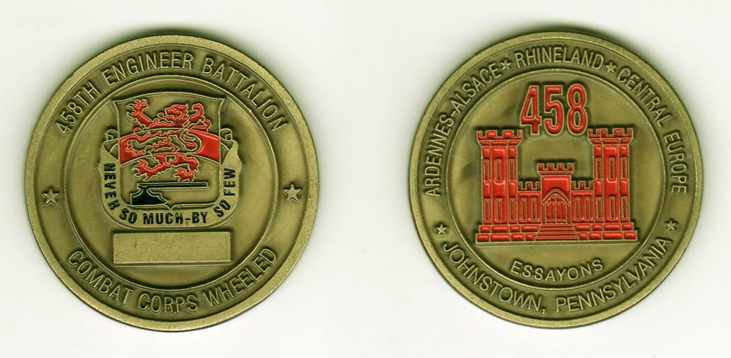 Round shaped, antique brass colored coin, 1- 13/16 inches in diameter.