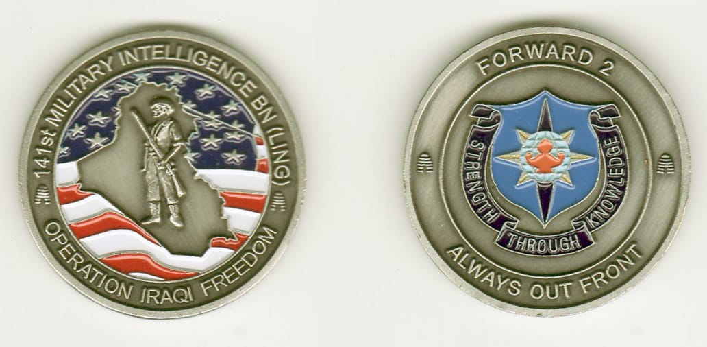 Round shaped, antique pewter colored coin, 1-5/8 inches in diameter.