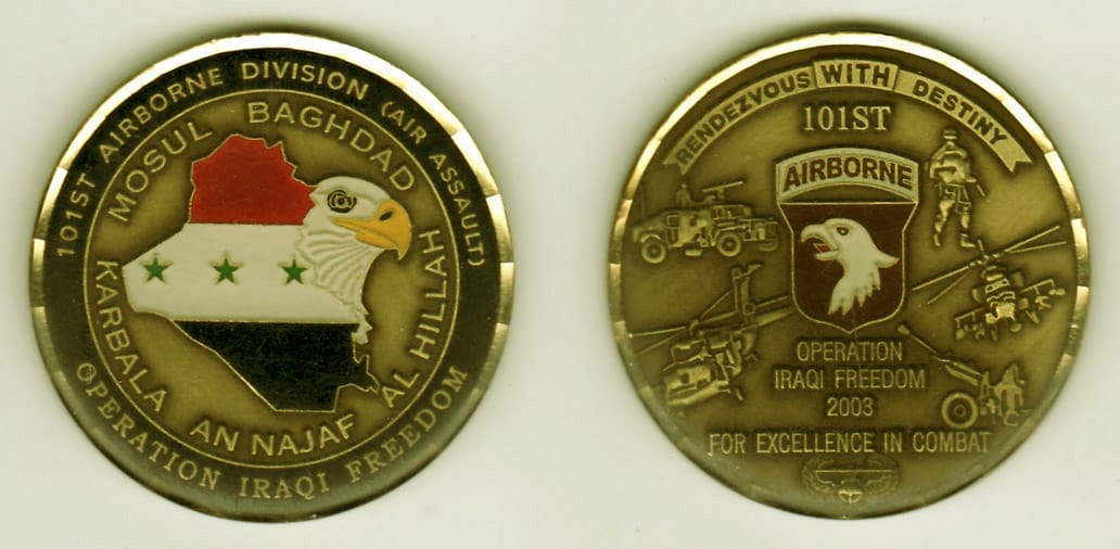 Round shaped, brass colored coin, 1- 1/8 inches in diameter.