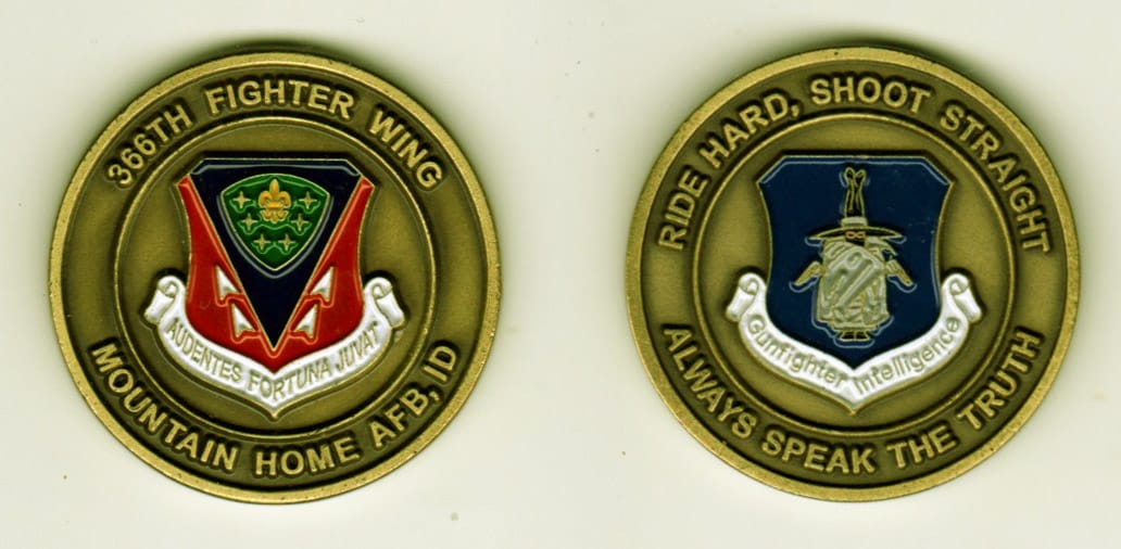 Round shaped, antique brass colored coin, 1-5/8 inches in diameter.