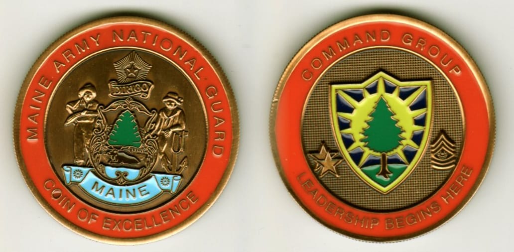 Round shaped, copper colored coin, 1-3/8 inches in diameter.