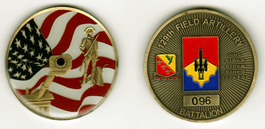 Round shaped, antique brass colored coin, 1-3/4 inches in diameter.