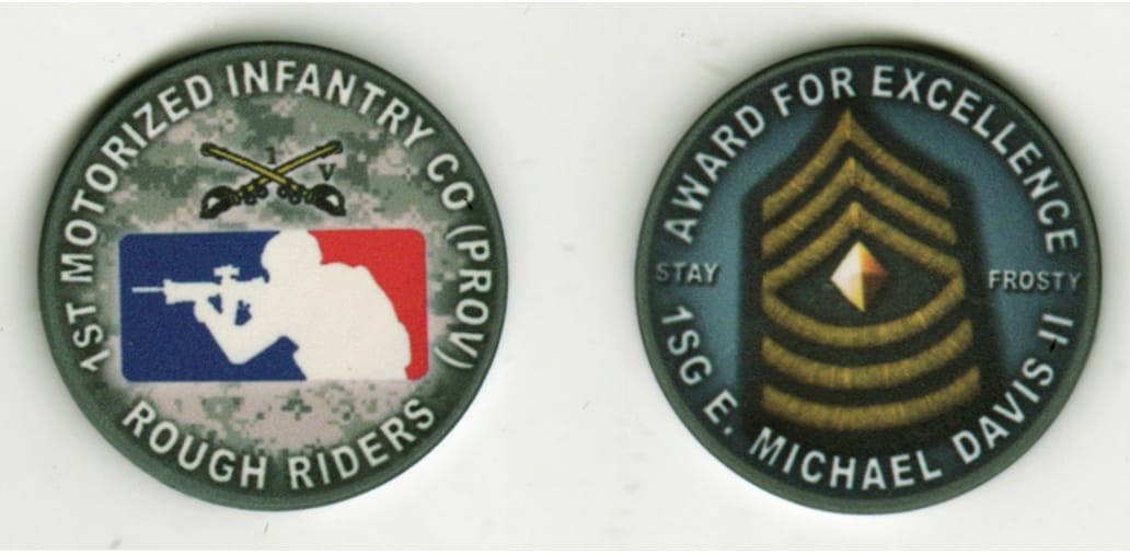 Round shaped, grey colored poker chip, 1 1/4 inches in diameter.