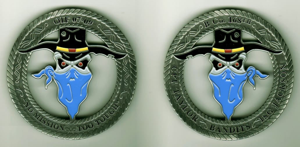 Round shaped, pewter colored coin, 2 3/4 inches in diameter.