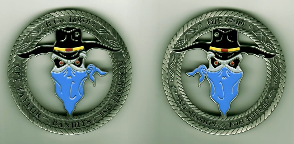 Round shaped, pewter colored coin, 2 3/4 inches in diameter.