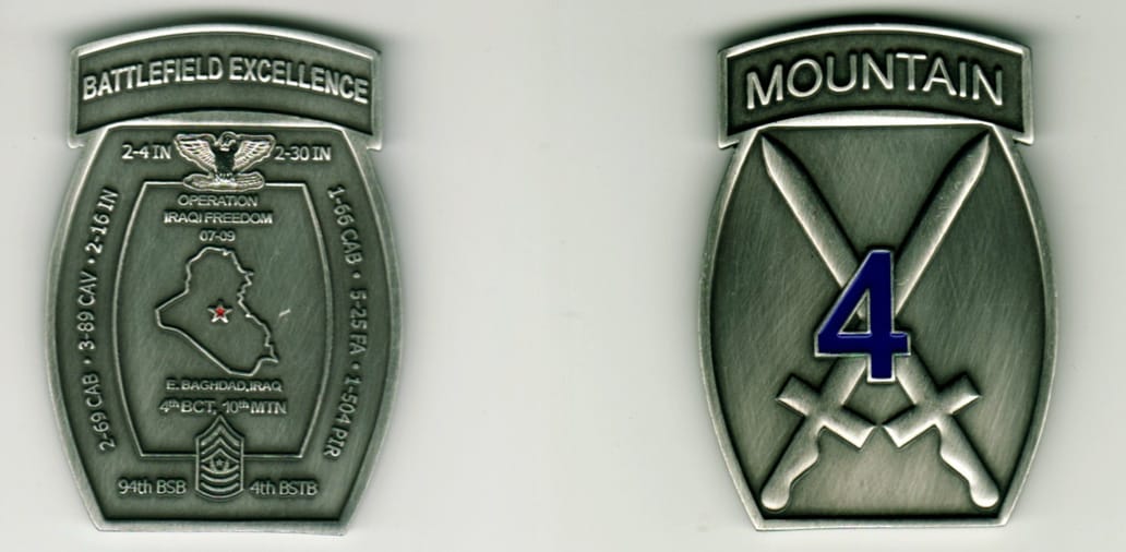 Retangular shaped with bowed sides with qualification type tab mounted on top, pewter colored coin, 1 1/2 inches wide x ...