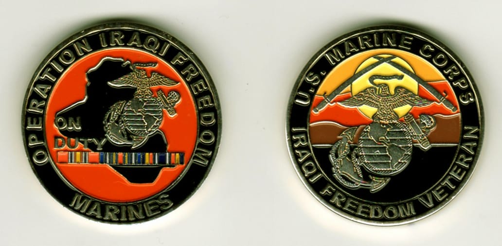 Round shaped, gold colored coin, 1-5/8  inches in diameter.