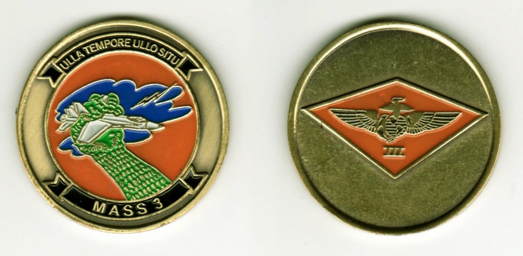 Round shaped, brass colored coin, 1 3/8 inches in diameter.