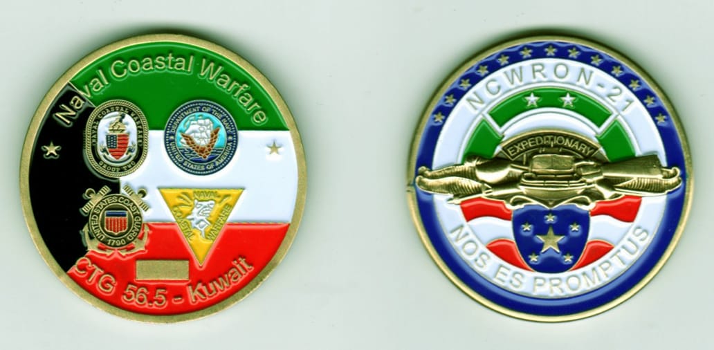 Round shaped,  brass colored coin, 1 13/16 inches in diameter.