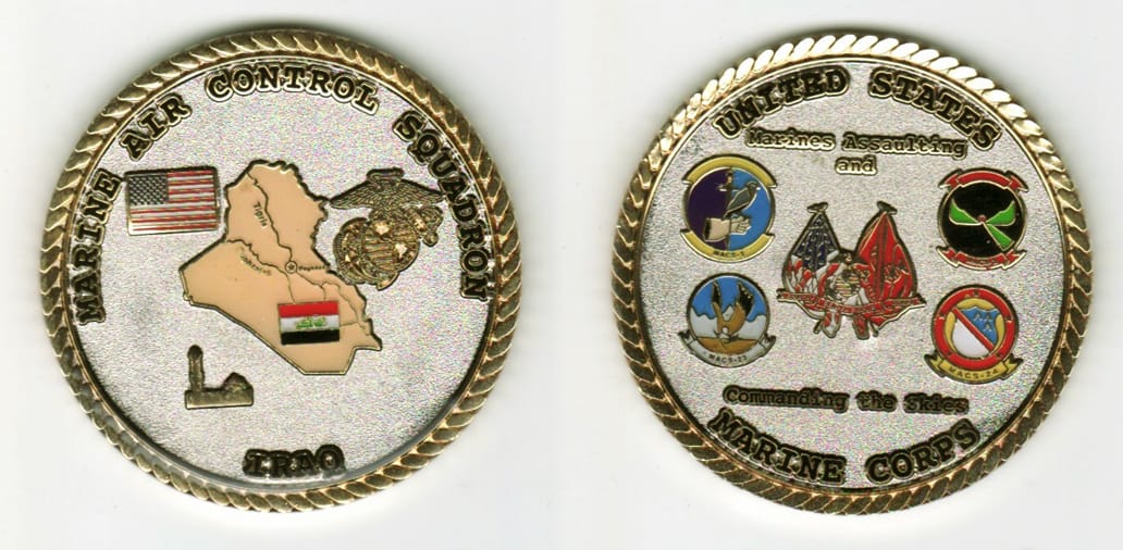 Round shaped, gold colored coin, 2  inches in diameter.