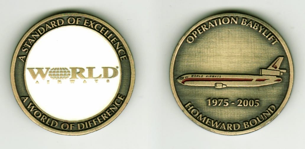 Round shaped, brass colored coin, 1 3/8  inches in diameter.