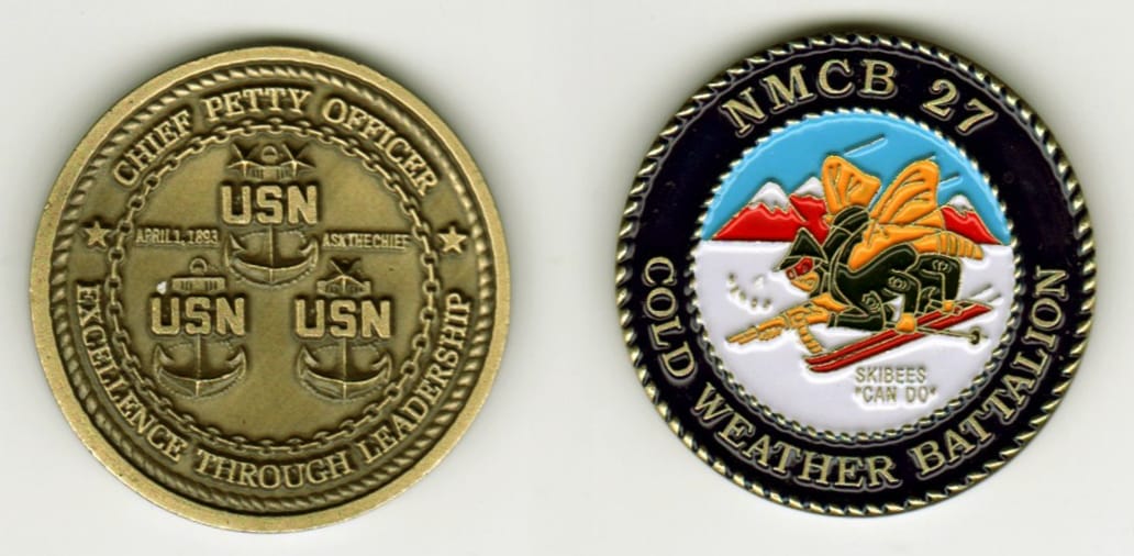 Round shaped, brass colored coin, 1 1/2  inches in diameter.