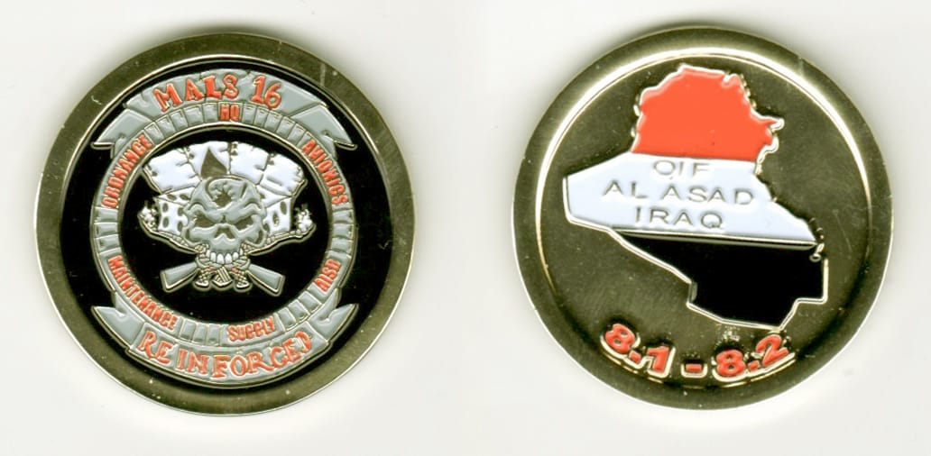 Round shaped, gold colored coin, 1 3/8  inches in diameter.