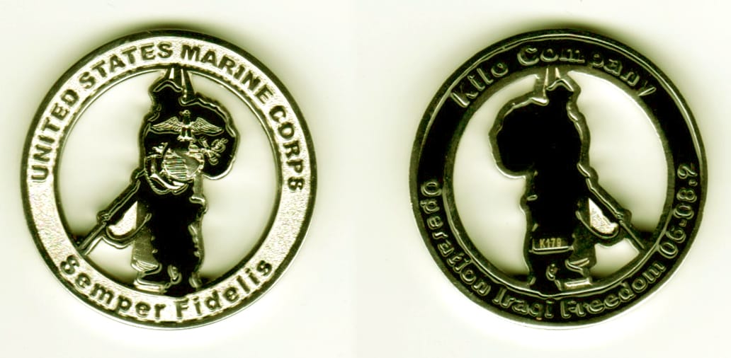 Round shaped, silvers colored coin, 1 3/8  inches in diameter.