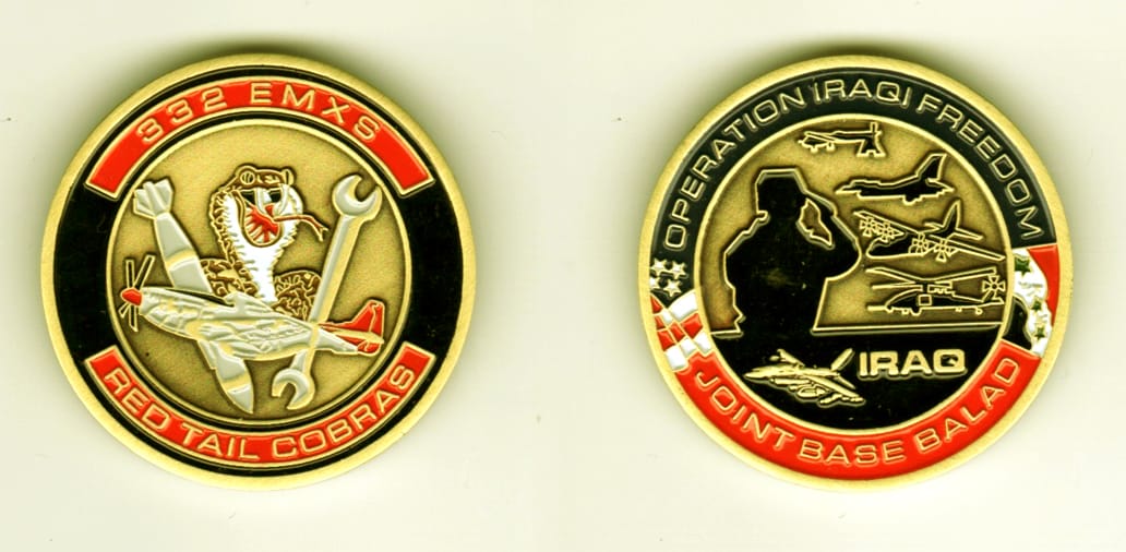 Round shaped, brass colored coin, 1 11/16  inches in diameter.