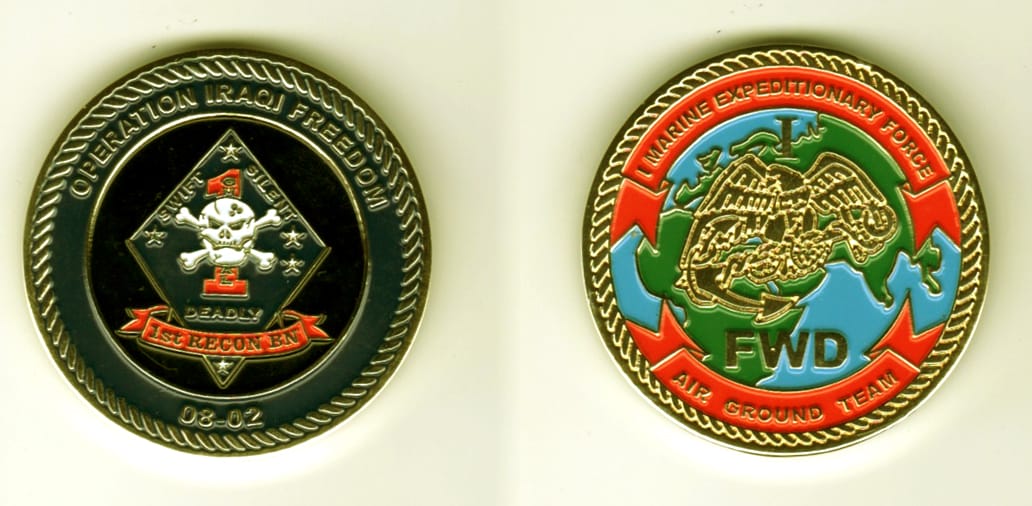 Round shaped, silver colored coin, 1 11/16  inches in diameter.