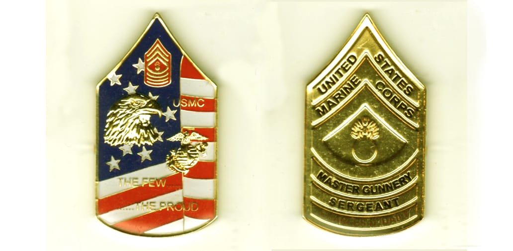 Chevron shaped, silver colored coin, 2 1/4 inches high x 1 1/4 inches wide.