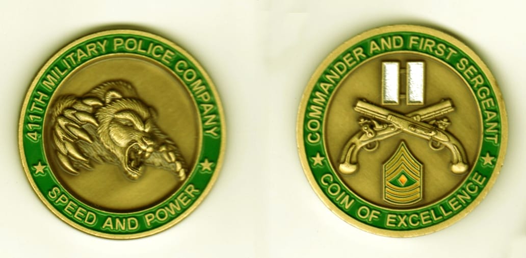 Round shaped, brass colored coin, 1-5/8  inches in diameter.