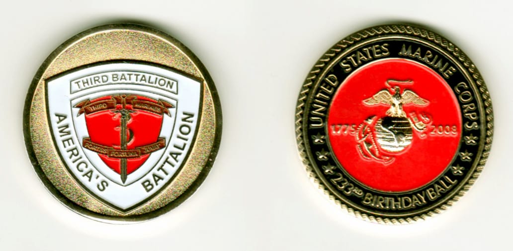 Round shaped, goldcolored coin, 1 1/2  inches in diameter.