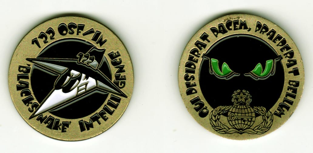 Round shaped, antique brass colored coin, 1 11/16  inches in diameter.