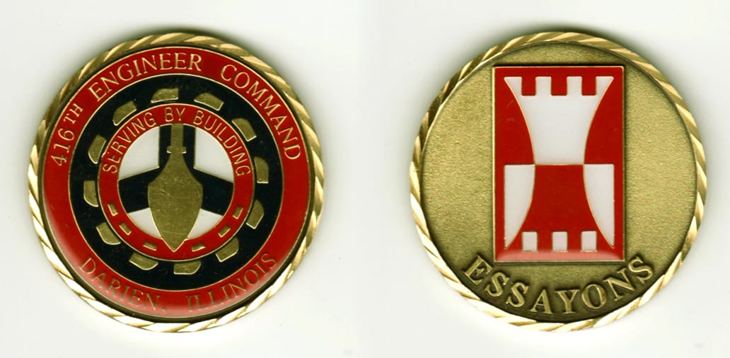 Round shaped, brass colored coin, 2  inches in diameter.