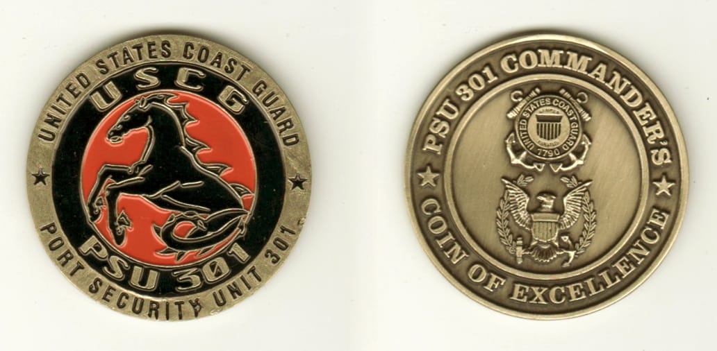 Round shaped, brass colored coin, 1 9/16 inches in diameter.