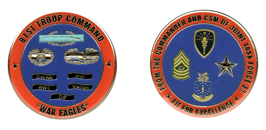 Round shaped, silver colored coin, 2 1/8 inches in diameter.