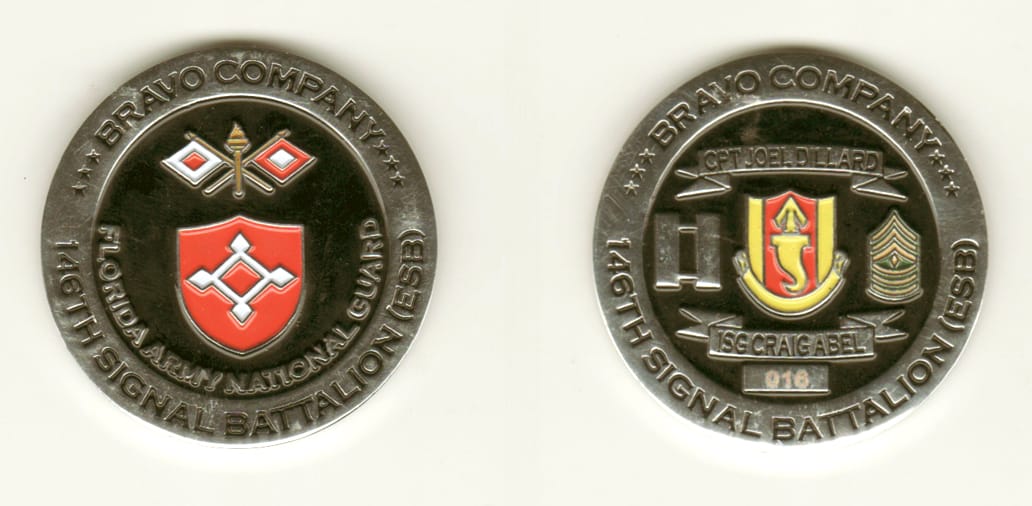 Round shaped, silver colored coin, 1 13/16 inches in diameter.