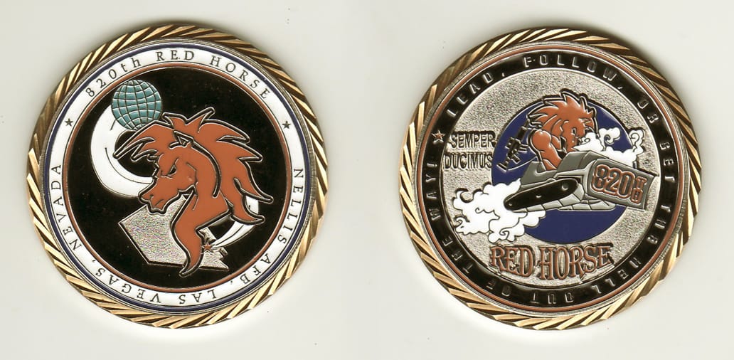 Round shaped, silver colored coin, 2-1/8 inches in diameter.