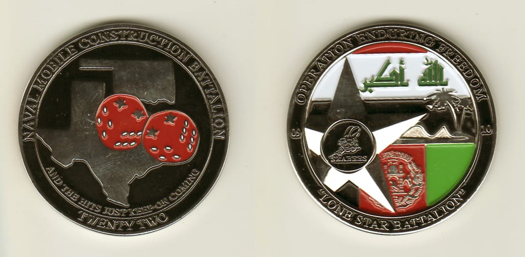 Round shaped, silver colored coin, 1-9/16 inches in diameter.