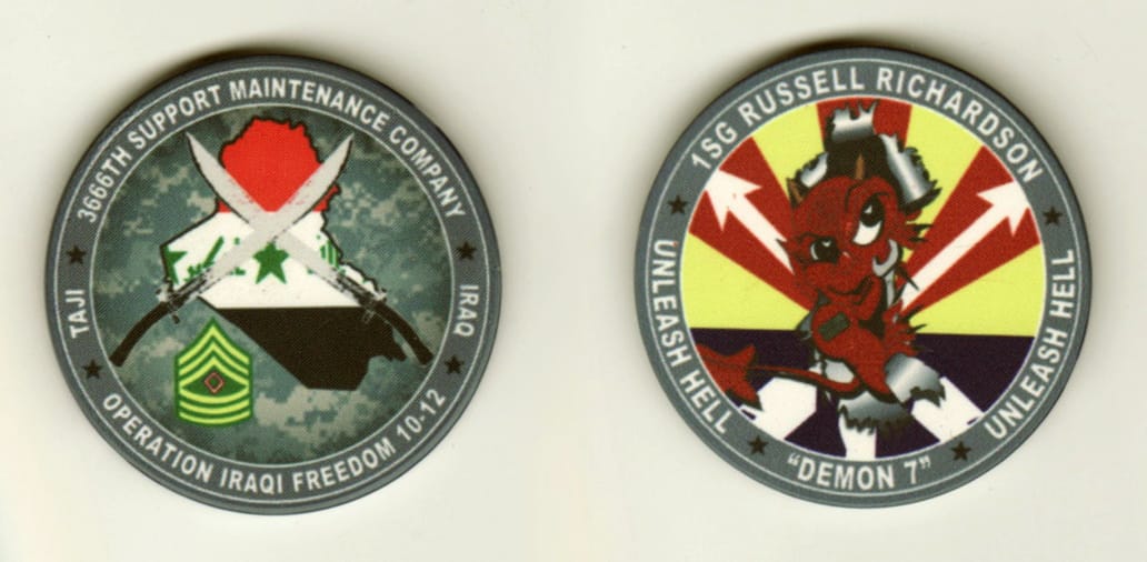 Round shaped, grey colored poker chip 1-1/2 inches in diameter.